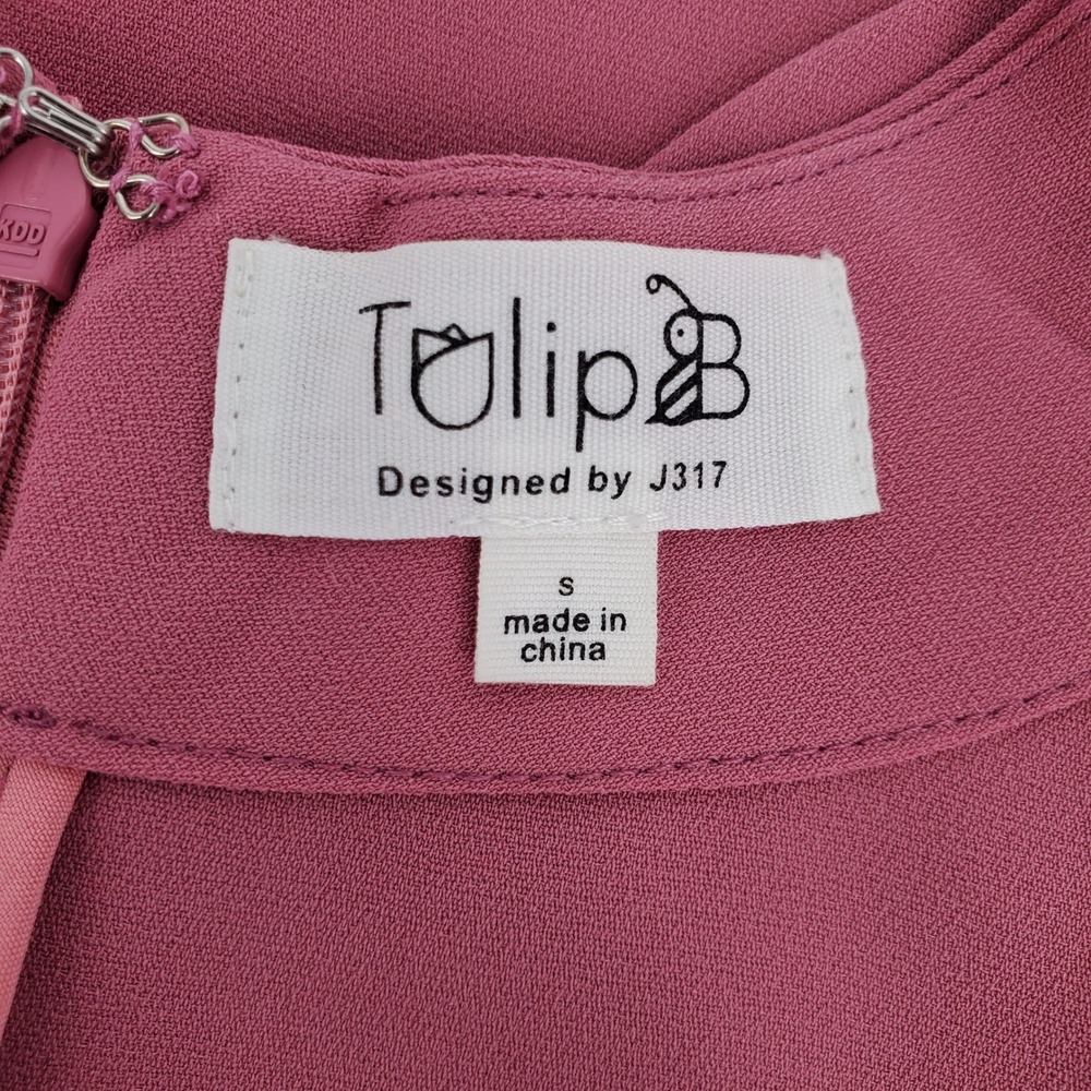 Tulip B Womens Small Rose Pink Puff Sleeve Keyhole Mock Neck Blouse S9JT2502 - Picture 3 of 8